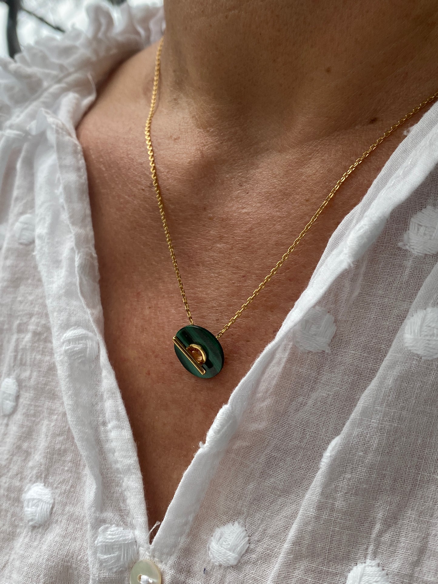 Baie Necklace Green - Gilded SIlver