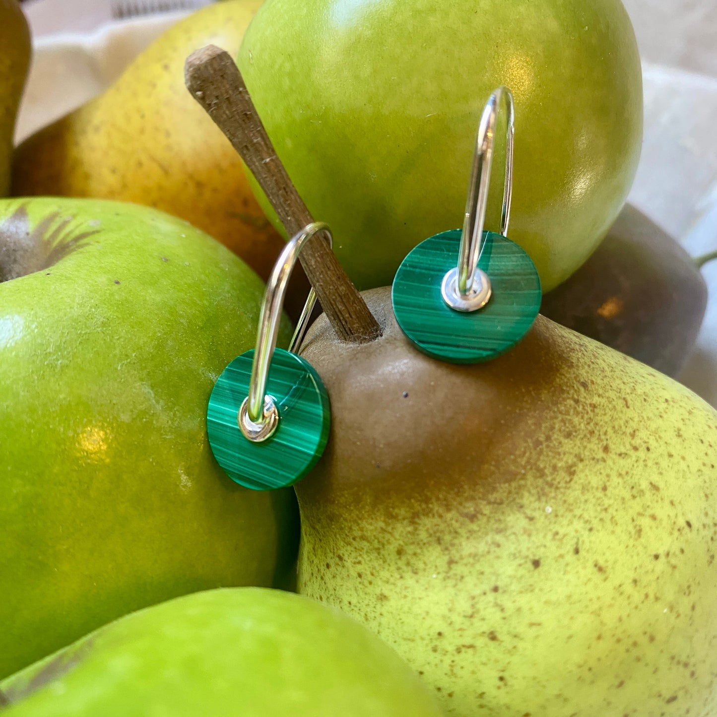 Baie Earrings Green - Sterling Silver